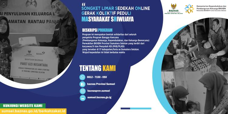 Banner program SONGKET LIMAR  SEDEKAH ONLINE GERAK KOLEKTIF PEDULI MASYARAKAT SRIWIJAYA