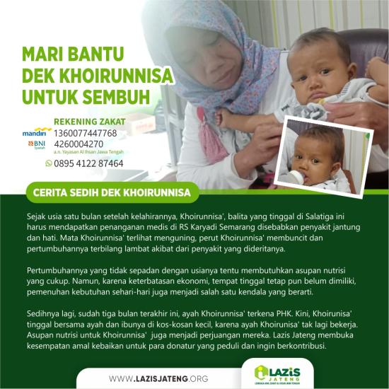 Gambar banner Khoirunnisa, Balita yang satu ini butuh ulurun tangan mu Sekarang.. Gambar banner Khoirunnisa, Balita yang satu ini butuh ulurun tangan mu Sekarang..