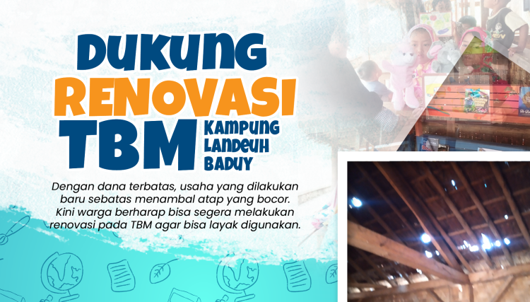 Banner program Dukung Bangun TBM Layak untuk Giatkan Literasi di Indonesia.