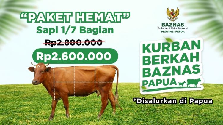 Gambar banner Kurban Berkah BAZNAS Papua - Patungan Sapi