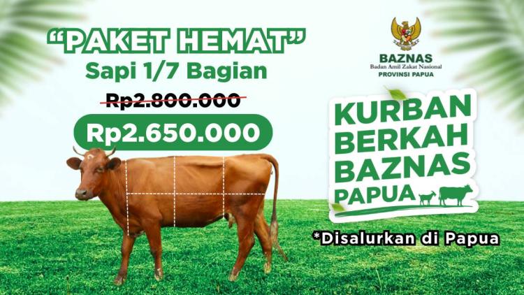 Gambar banner Kurban Berkah BAZNAS Papua - Patungan Sapi Gambar banner Kurban Berkah BAZNAS Papua - Patungan Sapi