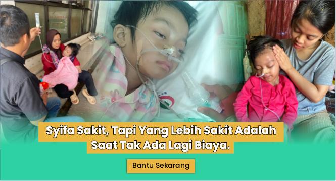 Banner program Bantu Syifa Sembuh dari Hidrosefalus yang Merenggut Masa Kecilnya