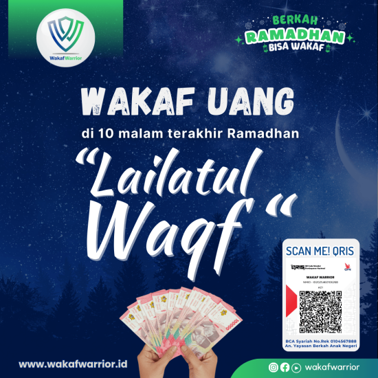 Banner program Wakaf Uang di 10 Malam Terakhir, Setara Berwakaf  1000 Bulan