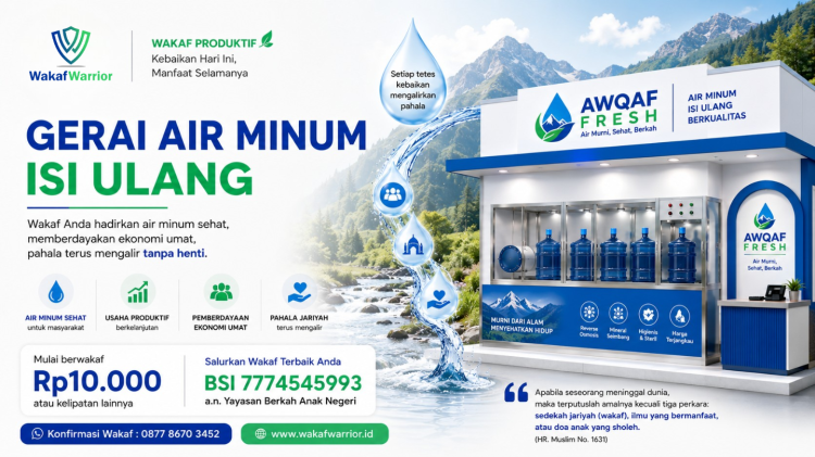 Banner program Wakaf Produktif Gerai Air Minum Isi Ulang