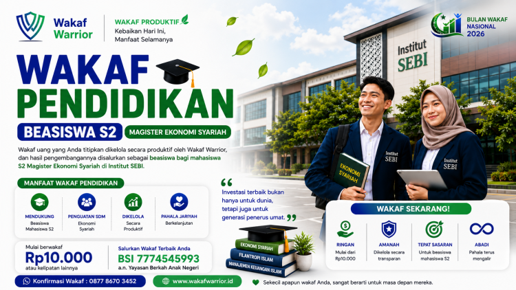 Banner program Wakaf Uang Beasiswa  S2 Magister Ekonomi Syariah