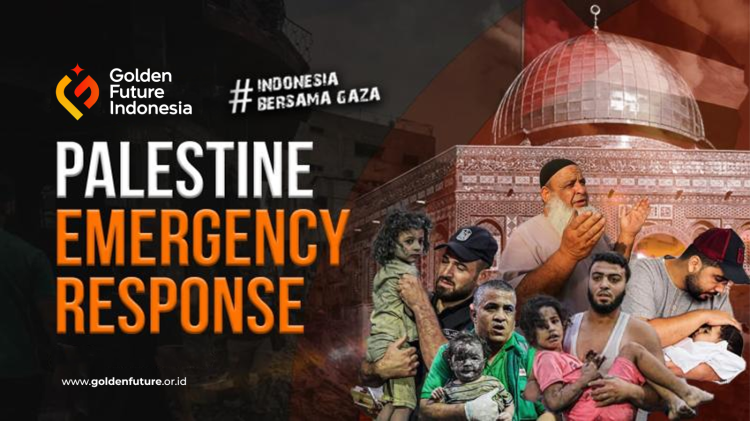 Banner program Palestina Emergency Response - Mari Bantu Ringankan Beban Saudara - Saudara Kita di Gaza