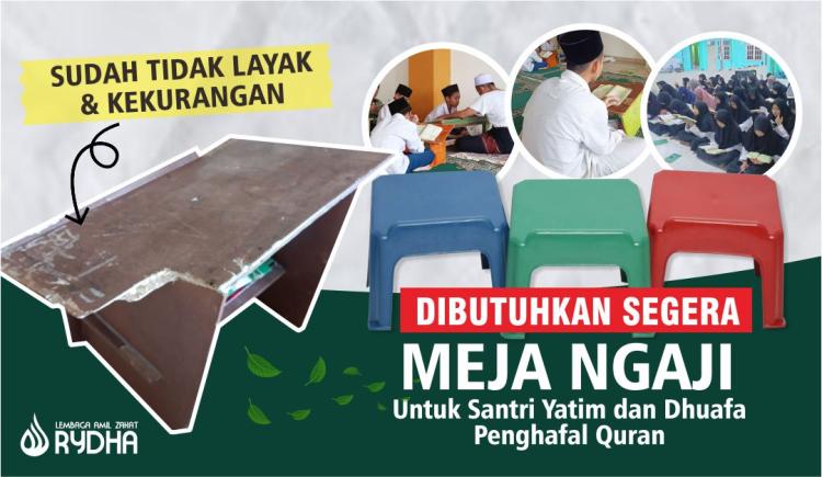 Banner program Sedekah Meja Ngaji Untuk Santri Yatim dan Dhuafa Penghafal Quran