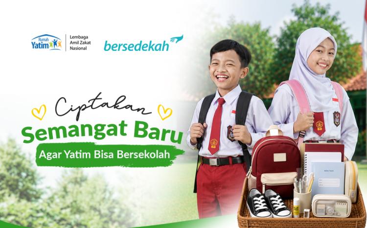 Banner program Sedekah Perlengkapan Sekolah Baru Untuk Yatim