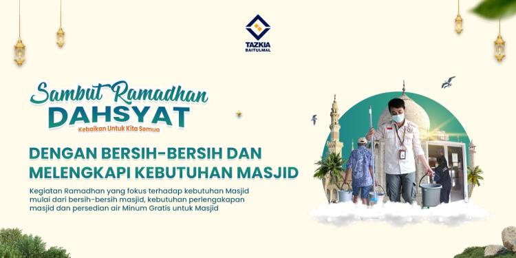 Banner program Ramadhan Dahsyat dengan Bersih-Bersih Masjid 