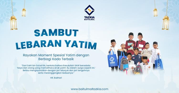 Banner program SAMBUT LEBARAN YATIM DENGAN BERBAGI KADO