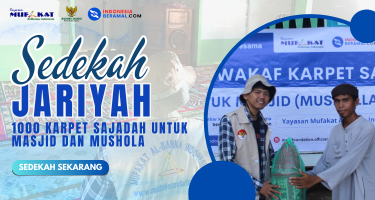 Banner program Sedekah Jariyah 1000 Karpet Sajadah untuk Masjid dan Mushola di daerah pelosok