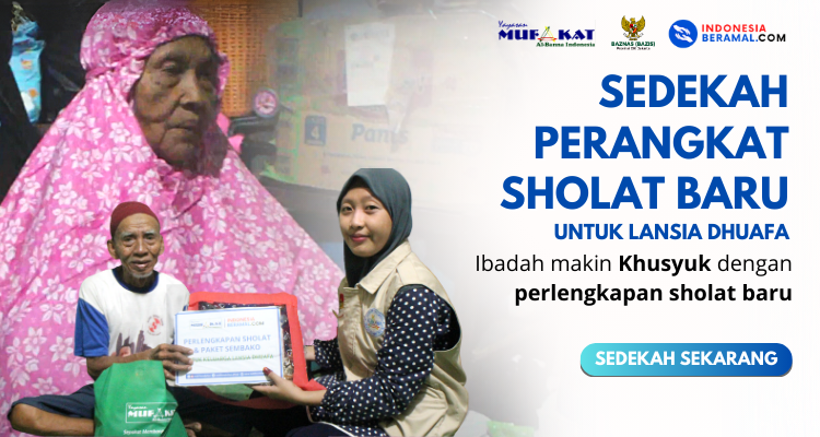 Banner program Sedekah Paket Alat Sholat untuk Lansia