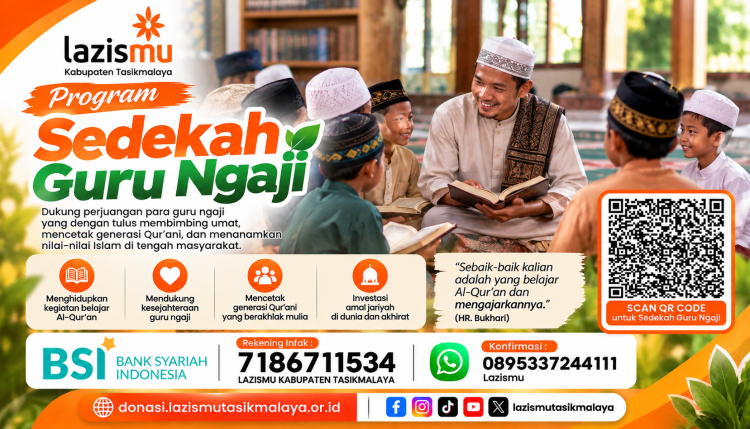 Banner program SEDEKAH GURU NGAJI, MULIAKAN PEJUANG AL-QURAN