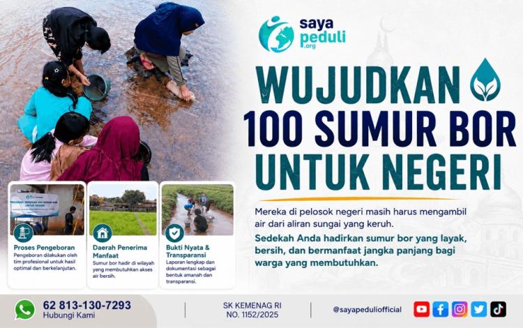 Gambar banner Sedekah 100 Sumur Bor Untuk Negeri