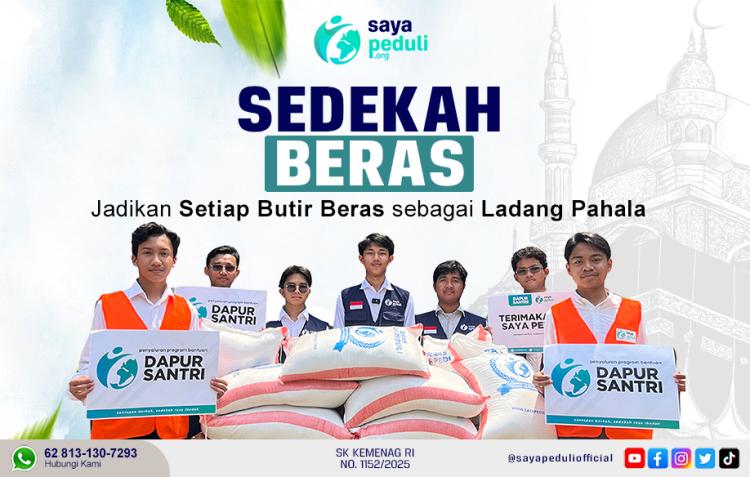 Banner program Sedekah Beras, Jadikan Setiap Butir Beras Jadi Ladang Pahala 