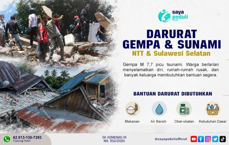 Banner program Darurat Gempa M7.7 NTT, Mari Bantu Saudara Kita Yang Terdampak
