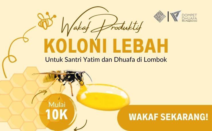 Banner program Wakaf Koloni Lebah untuk Santri Yatim Pemberdaya