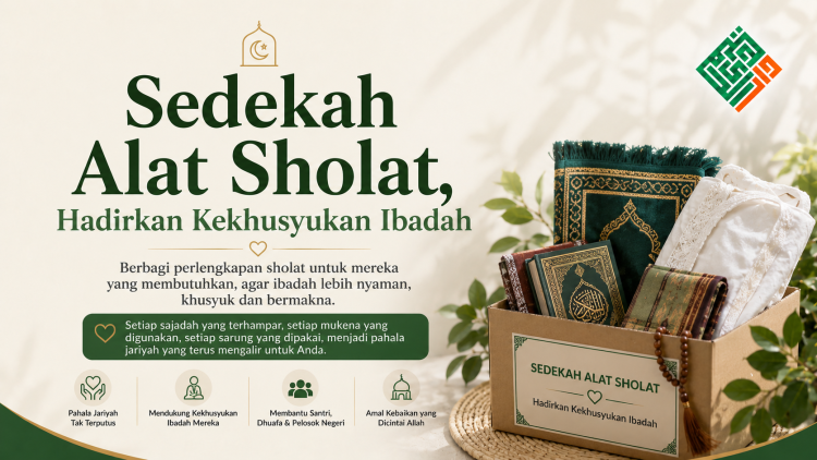 Gambar banner Satu sedekah kecil dari Anda, menghadirkan kenyamanan besar dalam ibadah mereka.