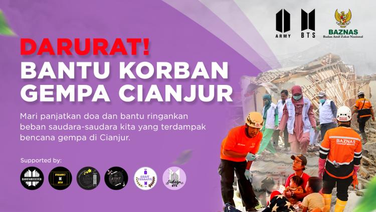 Banner program BAZNAS X BTS-ARMY PEDULI CIANJUR