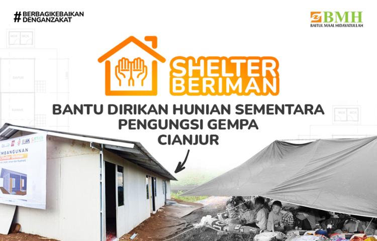 Banner program Bantu Dirikan Shelter Beriman Pengungsi Gempa Cianjur