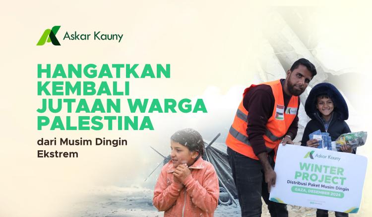 Banner program Musim Dingin Mengancam Jutaan Saudara, Segera Kirimkan Paket Musim Dingin Palestina