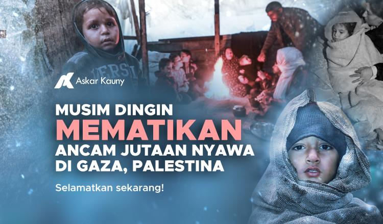Banner program Musim Dingin Mengancam Jutaan Saudara, Segera Kirimkan Paket Musim Dingin Palestina