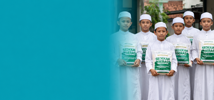 Banner program SEDEKAH BERAS UNTUK SANTRI YATIM DAN DHUAFA
