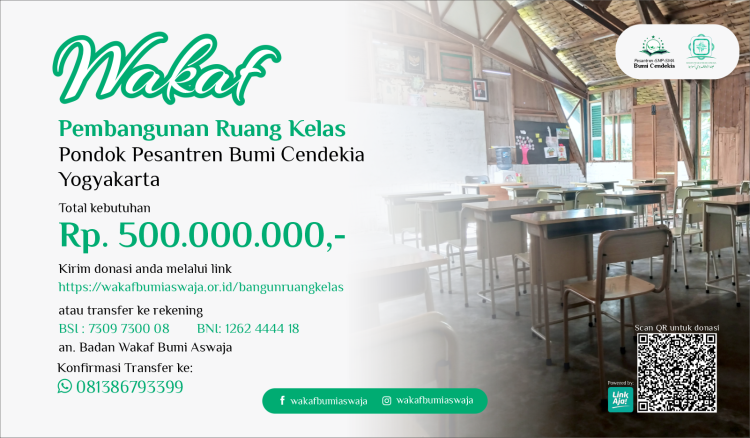 Banner program Pembangunan Ruang Kelas Baru Pesantren Bumi Cendekia
