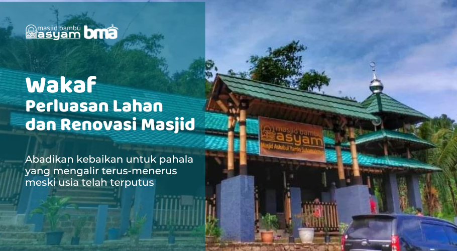 Banner program Wakaf Perluasan Lahan dan Renovasi Masjid Asyam