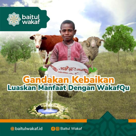 Gambar banner Wakaf sekaligus Qurban, Bisa...