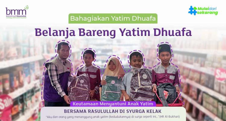 Banner program Bahagiakan Yatim Dhuafa, Belanja Bareng Yatim Dhuafa