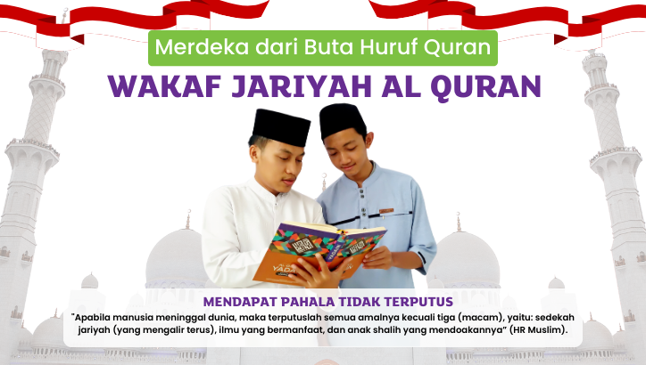 Banner program Merdeka dari Buta Huruf Quran melalui Wakaf Jariyah Al Quran