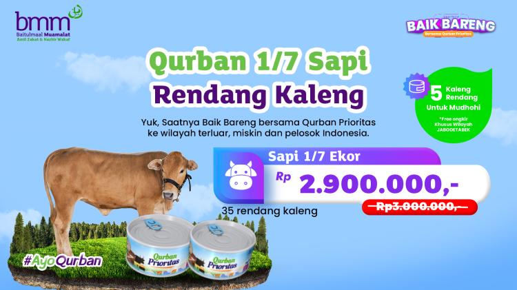 Banner program Qurban Sepertujuh Sapi Standard Rendang Kaleng