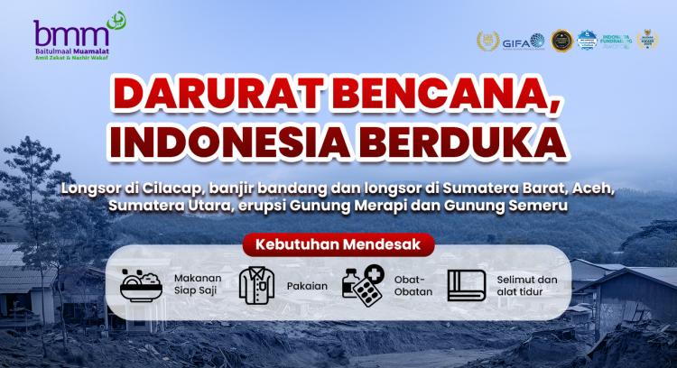 Banner program DARURAT Bantuan untuk Korban Bencana Alam Indonesia