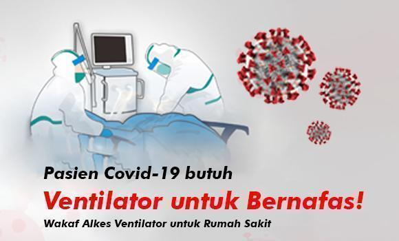 Banner program Wakaf Ventilator untuk Pasien Pandemi di Rumah Sakit
