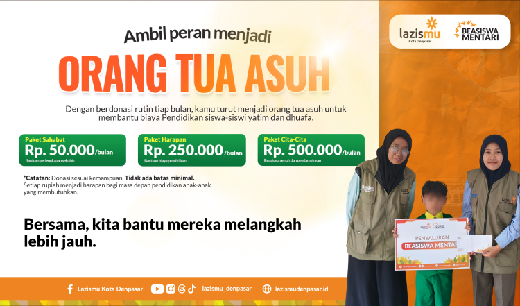 Gambar banner Program Orang Tua Asuh Beasiswa Mentari Lazismu Denpasar