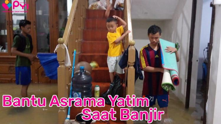 Banner program Bantu Asrama Yatim Pasca Banjir 