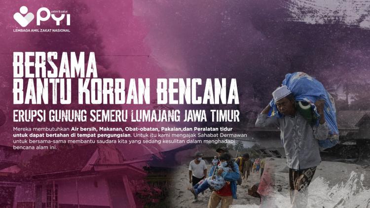 Banner program Bantu Warga Semeru Pulih
