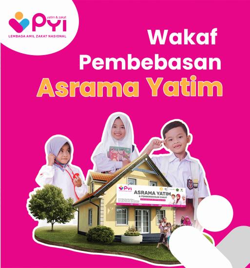 Banner program Wakaf Pembebasan Asrama Anak Yatim PYI