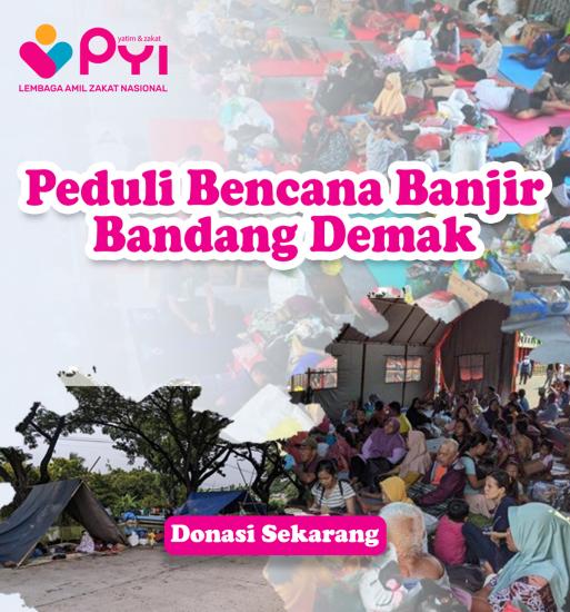 Banner program Sedekah Untuk Bantu Korban Banjir Demak di Tempat Pengungsian