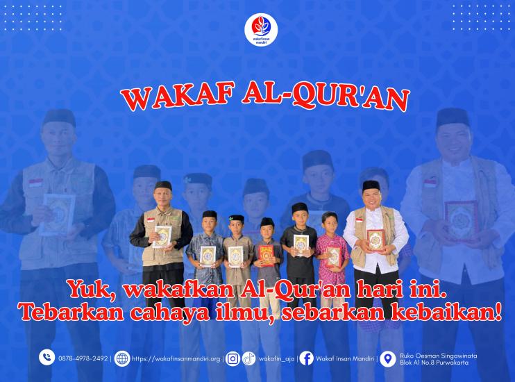 Banner program Raih Pahala Jariyah Sekarang-Gerakan Sejuta Wakaf Al-Quran Untuk Ponpes TPQ dan Masjid di Pelosok. 