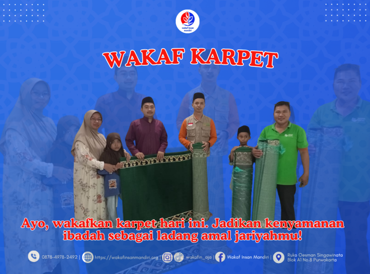 Banner program Ayo Wakaf Karpet Sekarang, kita Hamparkan Kenyamanan Sujud di Pelosok Negeri