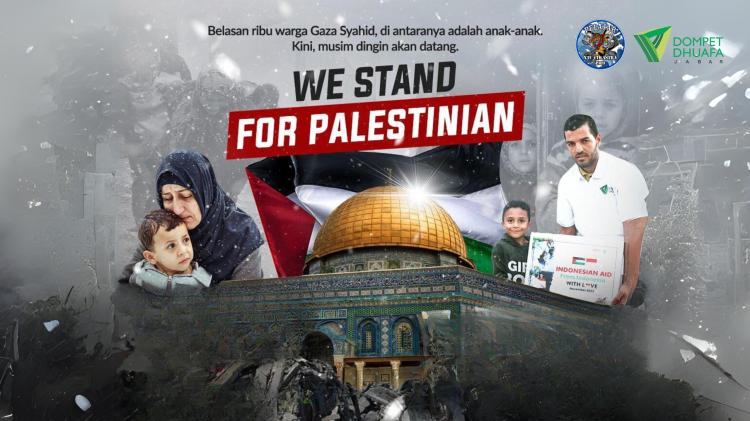 Banner program Satukan Solidaritas Untuk Palestina Bersama Pelajar XTC Ciwastra