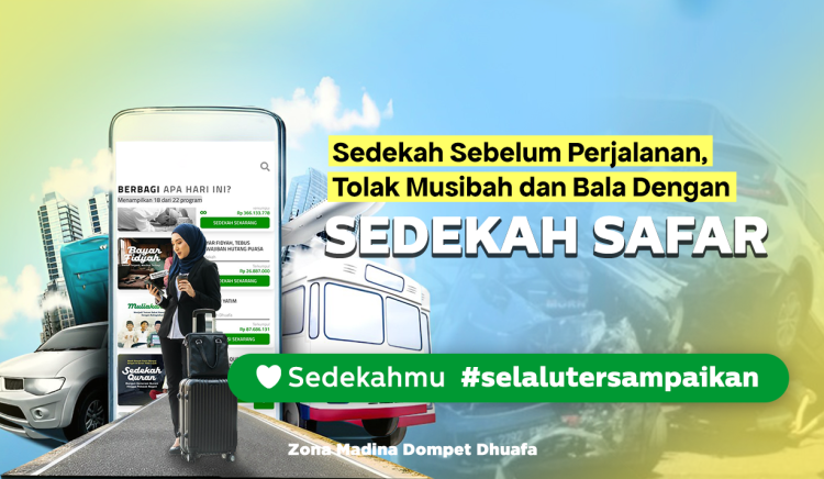 Banner program Tolak Musibah Dalam Perjalanan Dengan Sedekah Safar