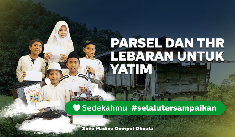 Banner program SEDEKAH PARSEL DAN THR LEBARAN UNTUK YATIM