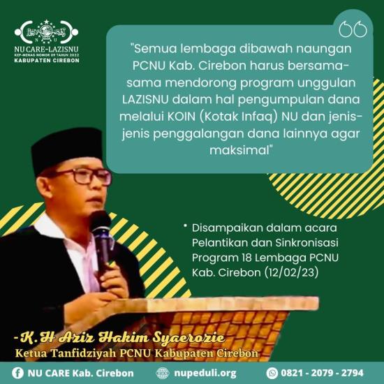 Banner Info Terbaru Sambutan KH. Aziz Hakim Syaerozie mendorong LAZISNU